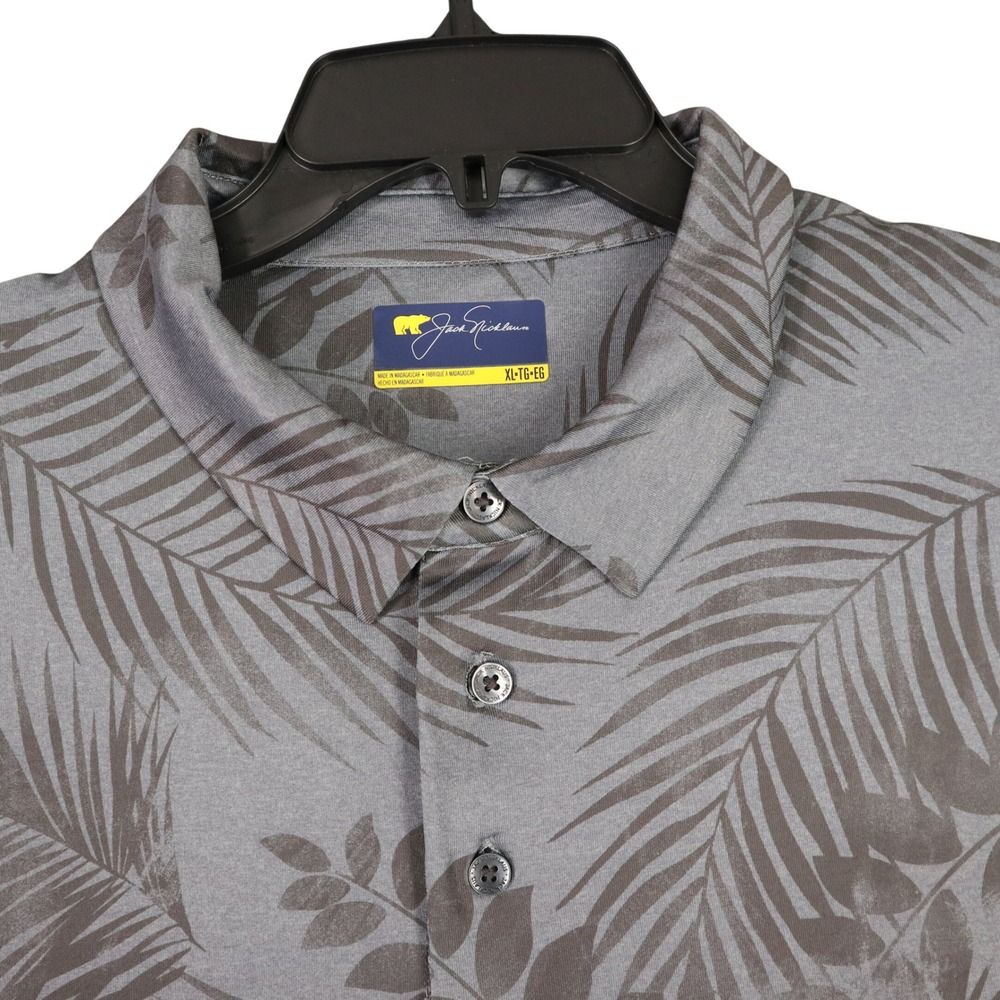 Jack Nicklaus Performance Golf Polo Shirt Mens XL Tropical Palm Print Stretch